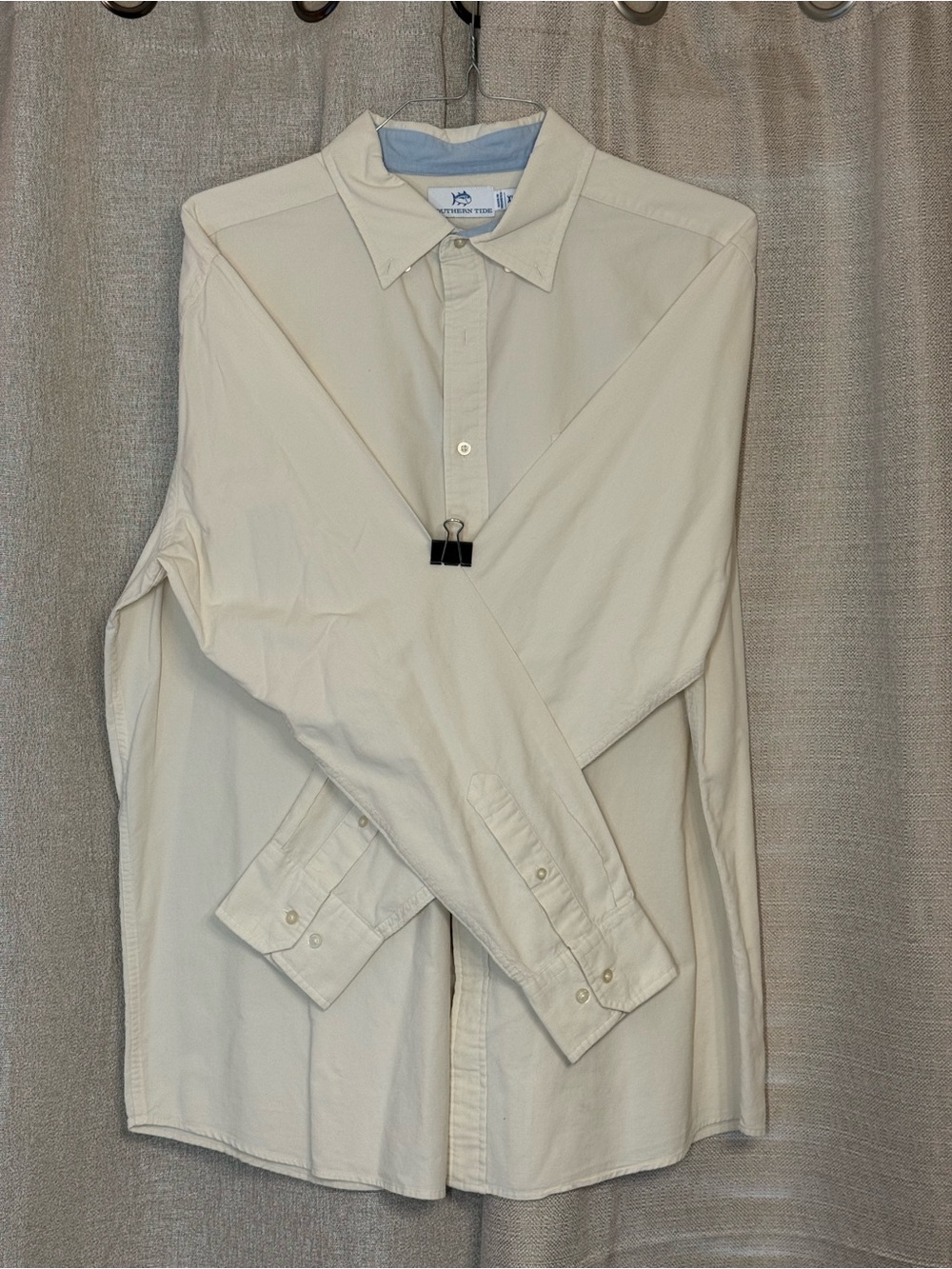 Southern Tide Men's Cream Long-Sleeve Button-Down Shirt - Picture 2 of 4